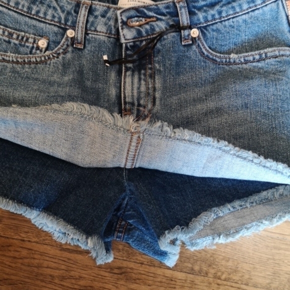 ZARA Woman Denim Skort Rhinestone Trim New 2 - Picture 7 of 9